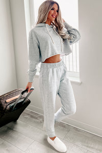 Weekend Chilling Cotton Terry Two Piece Set (Heather Grey) - NanaMacs