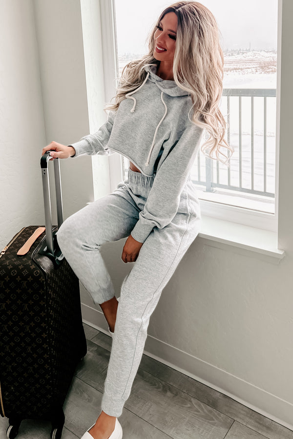 Weekend Chilling Cotton Terry Two Piece Set (Heather Grey) - NanaMacs