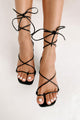 IMPERFECT Too Hot For You Lace-Up Square Toe Heels (Black Lizard) - NanaMacs