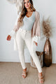 Just Charmed Colorblock Cardigan (Taupe/Ivory) - NanaMacs