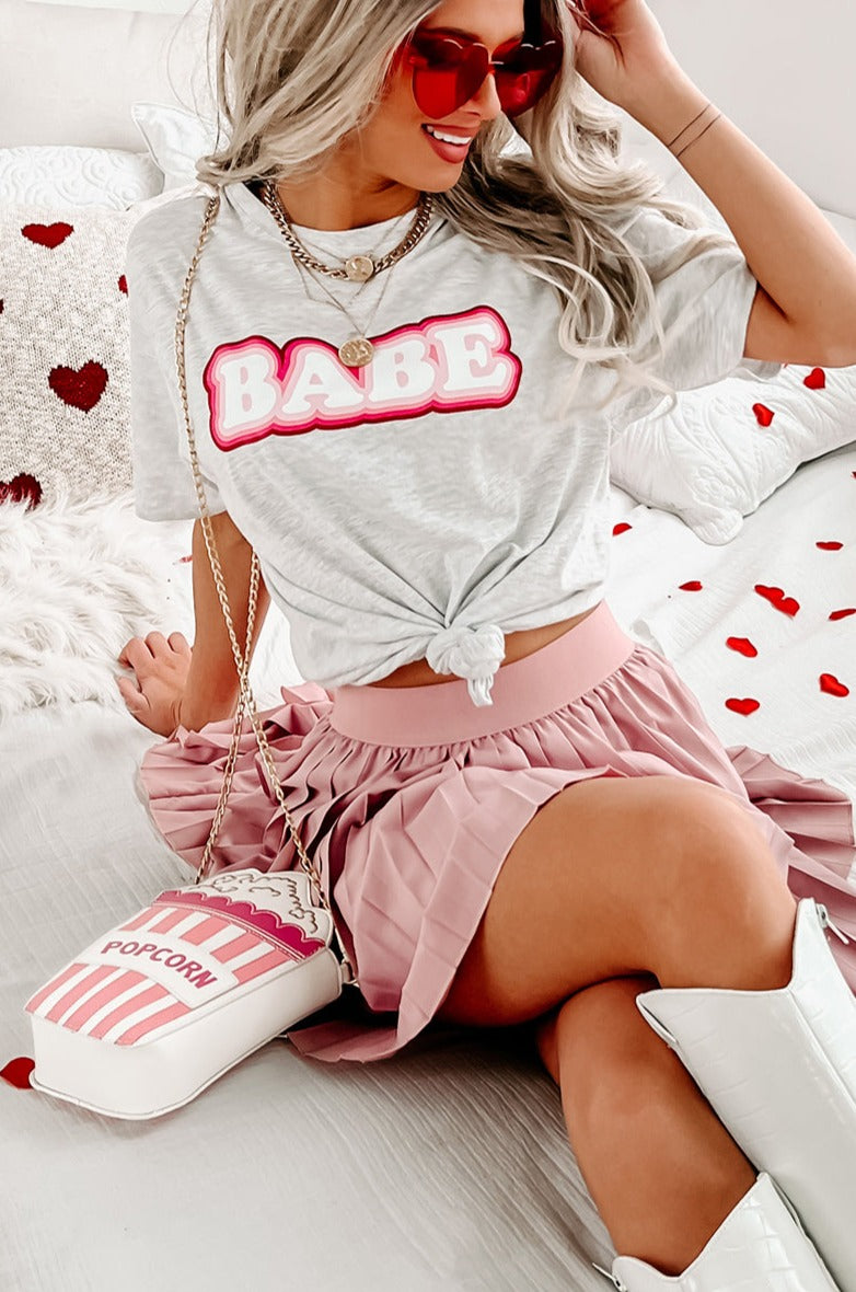 Retro "Babe" Graphic T-Shirt (Ash) - Print On Demand - NanaMacs