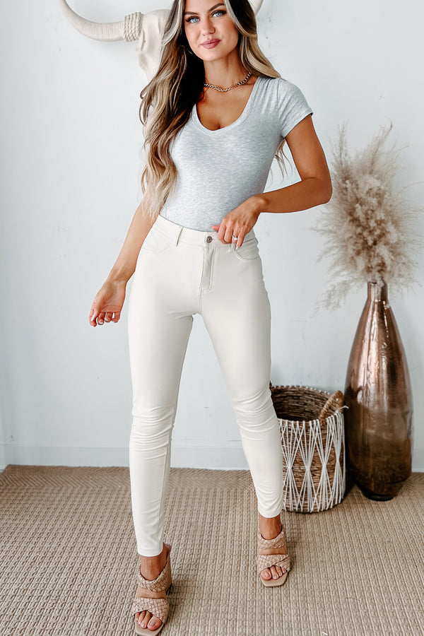 Lighten The Mood V-Neck Bodysuit (Heather Grey) - NanaMacs