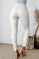 Dicey Decisions Rewash Skinny Faux Leather Pants (Ivory) - NanaMacs