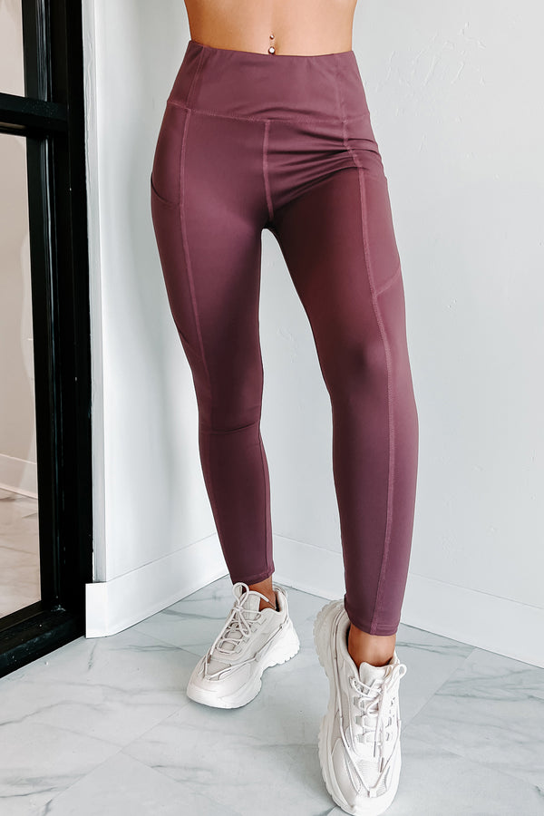 Daily Routine Two Piece Top & Leggings Set (Reddish Brown) - NanaMacs