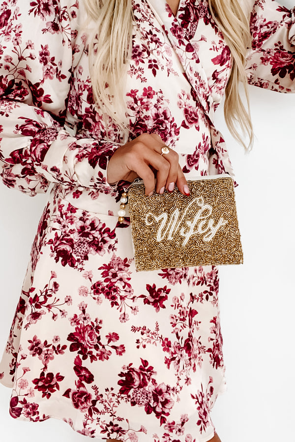 "Wifey" Beaded Coin Purse (Gold) - NanaMacs