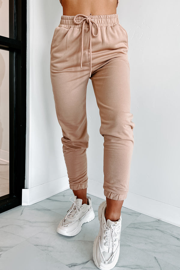 Firm Motivation Two Piece Jogger Set (Tan) - NanaMacs