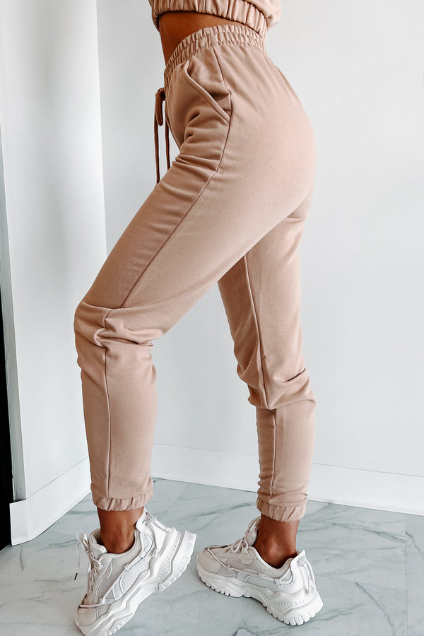 Firm Motivation Two Piece Jogger Set (Tan) - NanaMacs