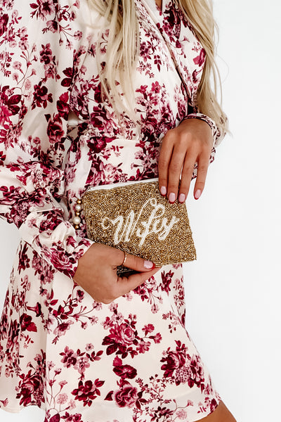 "Wifey" Beaded Coin Purse (Gold) - NanaMacs