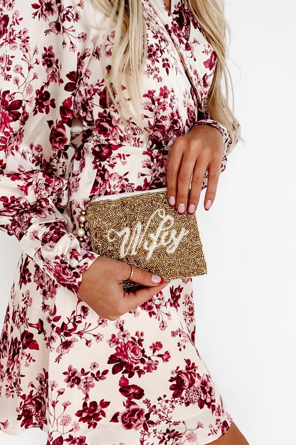 "Wifey" Beaded Coin Purse (Gold) - NanaMacs