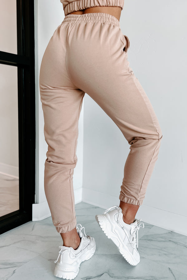 Firm Motivation Two Piece Jogger Set (Tan) - NanaMacs