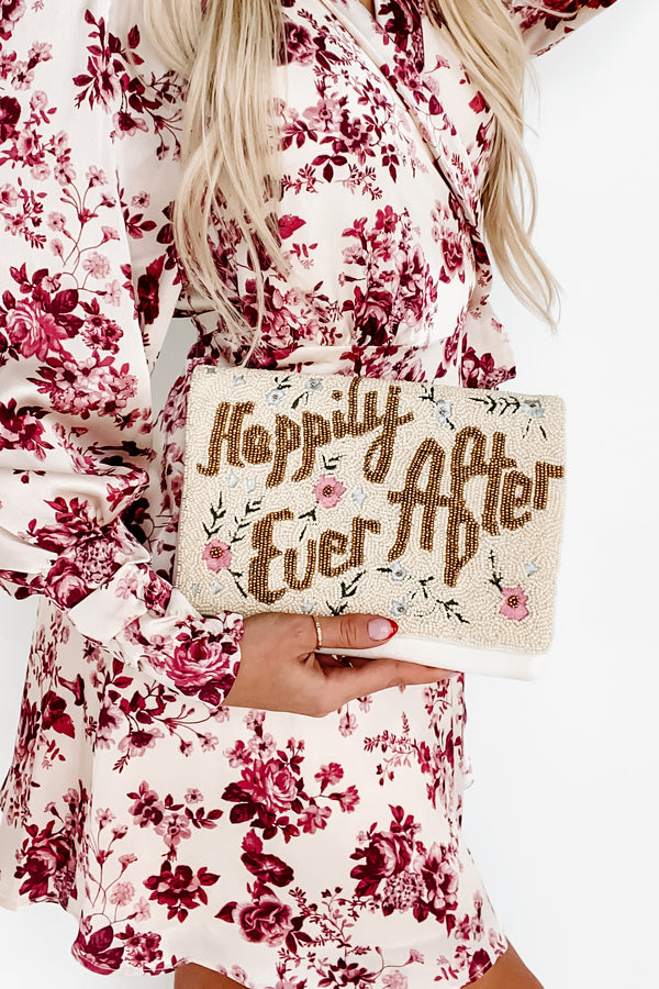 "Happily Ever After" Beaded Clutch (Ivory/Gold) - NanaMacs