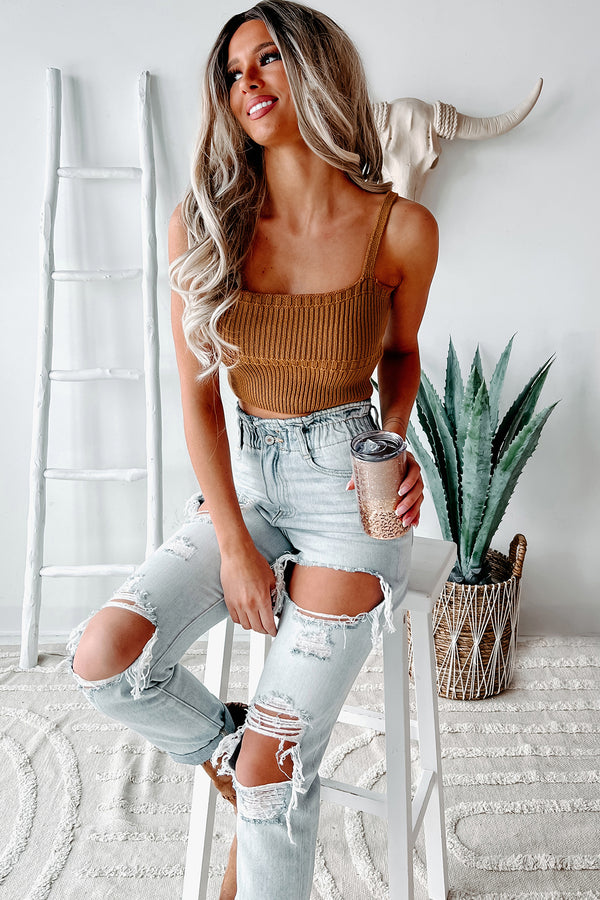 Consider It Done Knit Crop Top (Camel) - NanaMacs