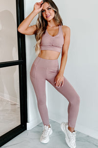 Always Moving Two Piece Top & Leggings Set (Mauve) - NanaMacs