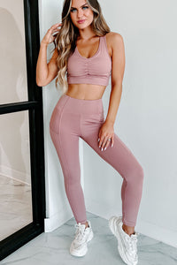 Always Moving Two Piece Top & Leggings Set (Mauve) - NanaMacs