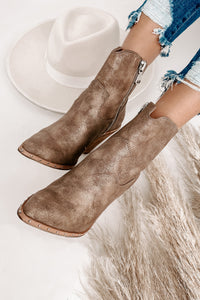 "Ramblin' Man" Faux Suede Studded Sole Booties (Champagne) - NanaMacs