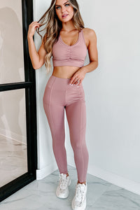 Always Moving Two Piece Top & Leggings Set (Mauve) - NanaMacs