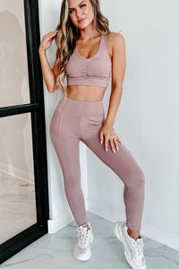 Always Moving Two Piece Top & Leggings Set (Mauve) - NanaMacs