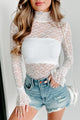 Timeless Glamour Lace Long Sleeve Top (White) - NanaMacs