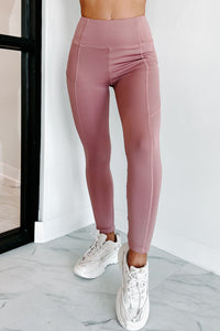 Always Moving Two Piece Top & Leggings Set (Mauve) - NanaMacs