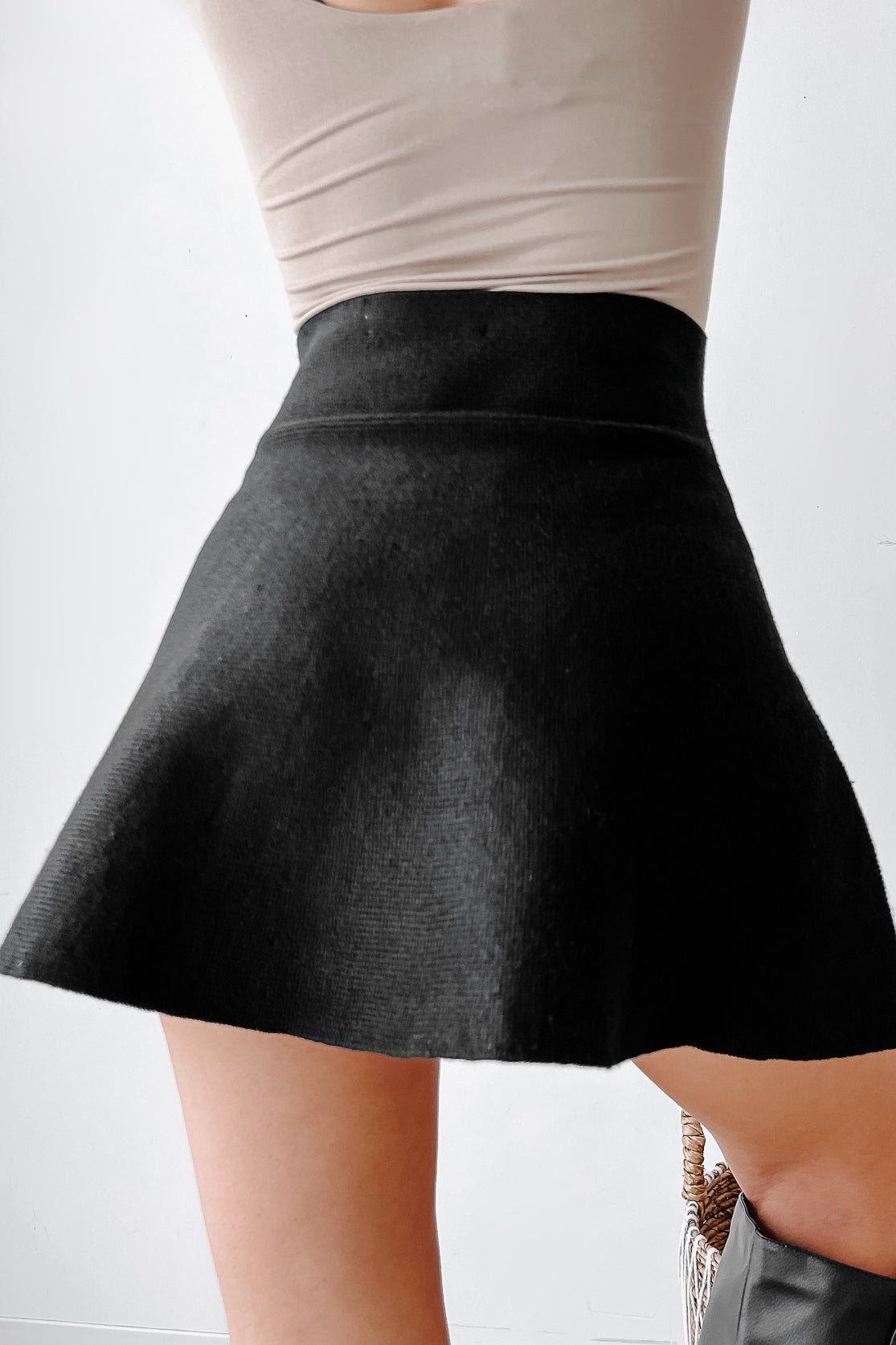 Something Good Knit Skater Skirt (Black) - NanaMacs