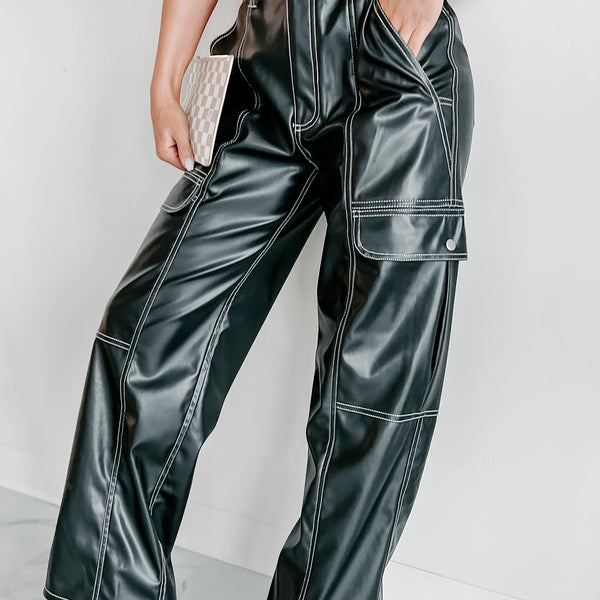 MIKA WIDE-LEG FAUX LEATHER PANTS – Flying Flamingos