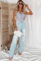 Miss Troublemaker High Cut Sheer Lace Bodysuit (Light Blue) - NanaMacs