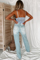 Miss Troublemaker High Cut Sheer Lace Bodysuit (Light Blue) - NanaMacs