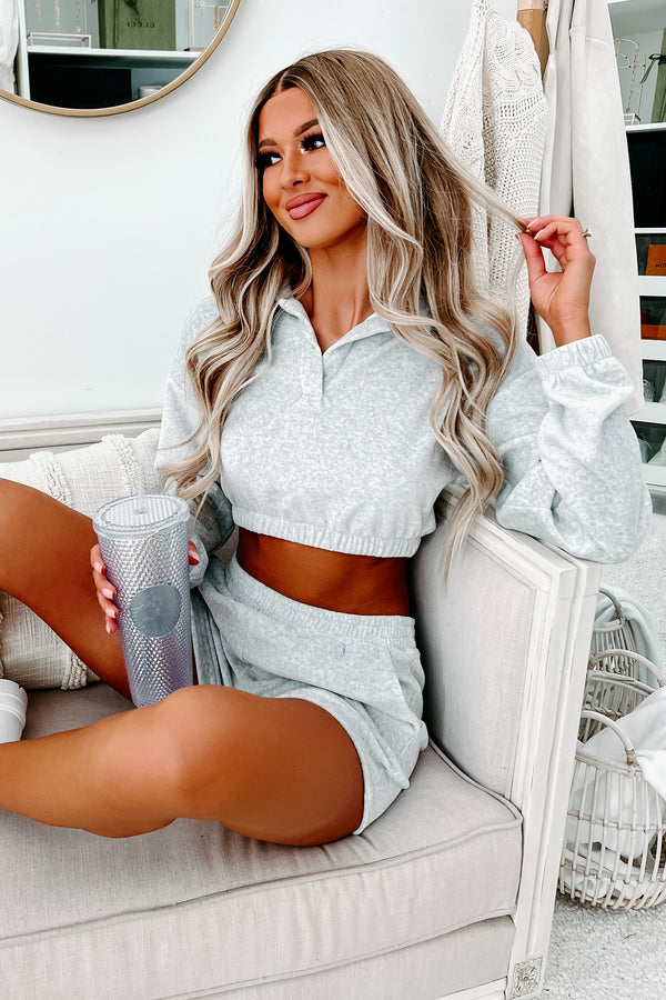 Rested & Restored Velour Two-Piece Set (Heather Grey) - NanaMacs