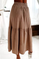 Talla Textured Midi Skirt (Natural Khaki) - NanaMacs