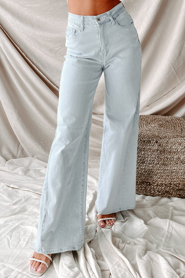 Instantly Cool Non-Distressed High Rise Wide Leg Jeans (Light) - NanaMacs