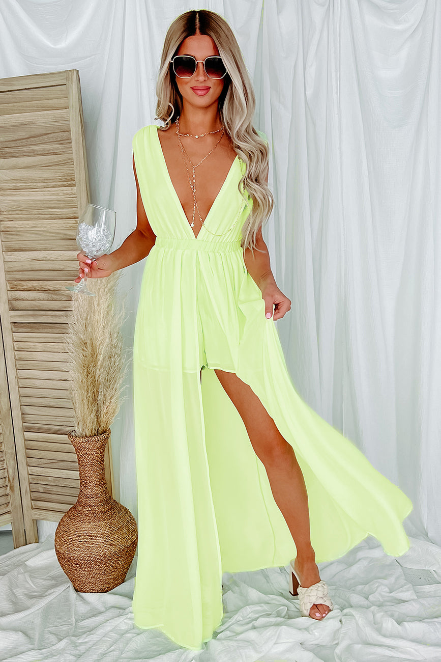Don't Be Deceived Sleeveless Plunging Neck Raxi (Lime) - NanaMacs