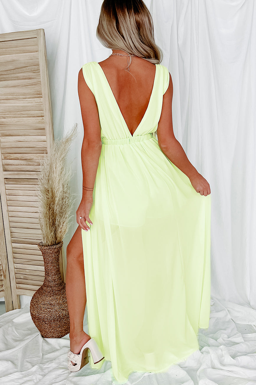 Don't Be Deceived Sleeveless Plunging Neck Raxi (Lime) - NanaMacs