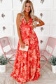 Evolving Love Floral V-Neck Maxi Dress (Fuchsia) - NanaMacs
