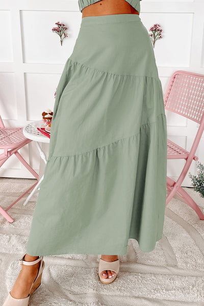 Admiring You Tiered Maxi Skirt (Sage) - NanaMacs