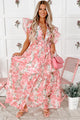 Give Me Love Floral Flutter Sleeve Open Back Maxi Dress (Pink Multi) - NanaMacs