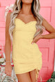 My Only Exception Eyelet Lace Drawstring Pull Mini Dress (Yellow) - NanaMacs