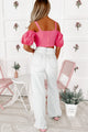 Feeling Delightful Cold Shoulder Crop Top (Fuschia) - NanaMacs