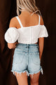 Feeling Delightful Cold Shoulder Crop Top (Off White) - NanaMacs