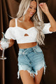 Feeling Delightful Cold Shoulder Crop Top (Off White) - NanaMacs