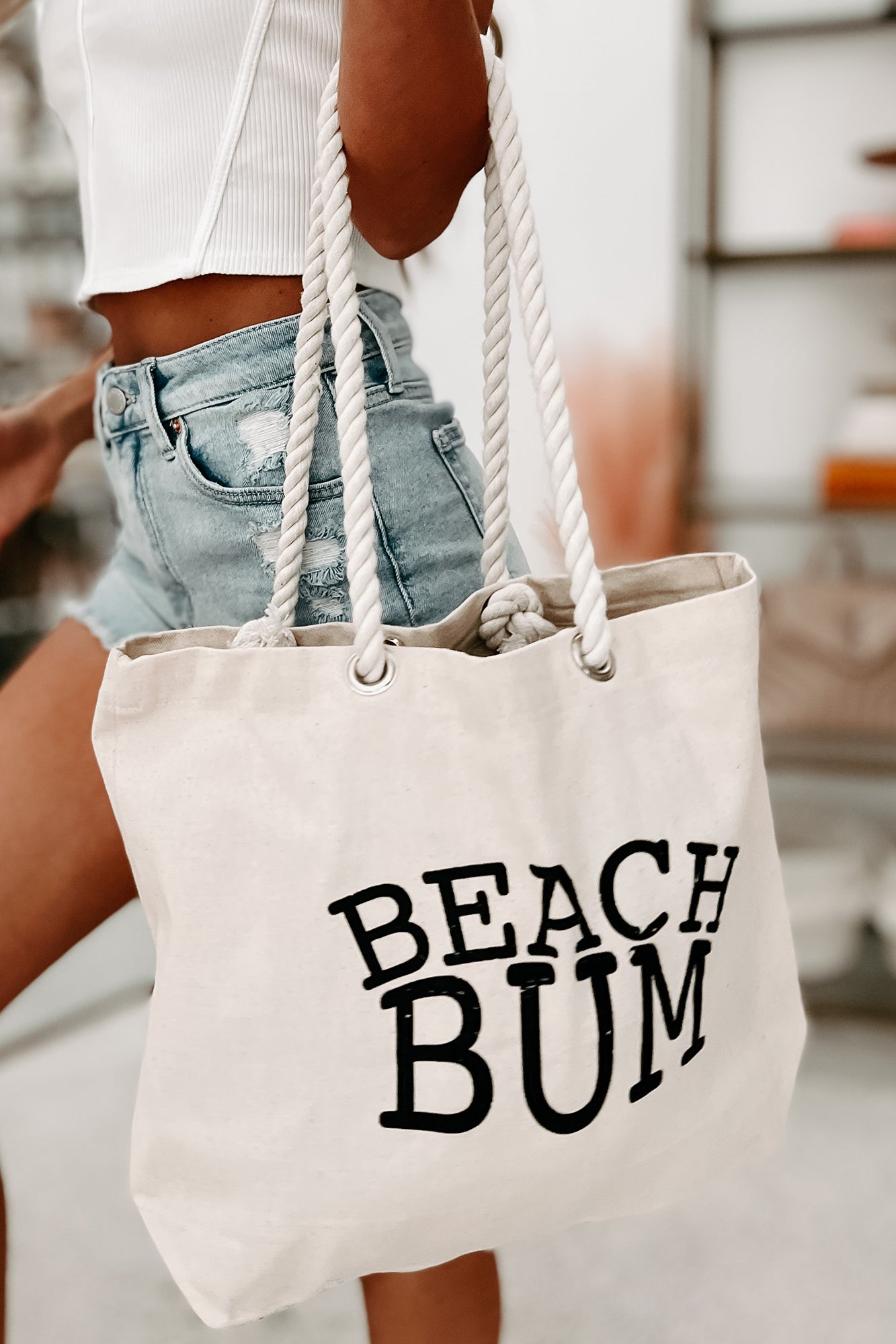 "Beach Bum" Canvas Tote (Natural) - NanaMacs