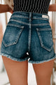 Going With It High Rise Distressed Frayed Hem Cello Shorts (Dark) - NanaMacs