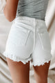 Carefree & Casual Mid-Rise Distressed Denim Shorts (White) - NanaMacs