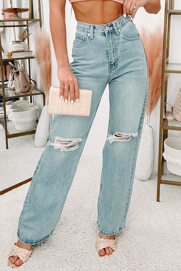 Samie High Rise Distressed Wide Leg Jeans (Medium) - NanaMacs