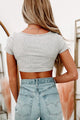 Hottie On The Move Button-Front Cropped Corset Tee (Heather Grey) - NanaMacs