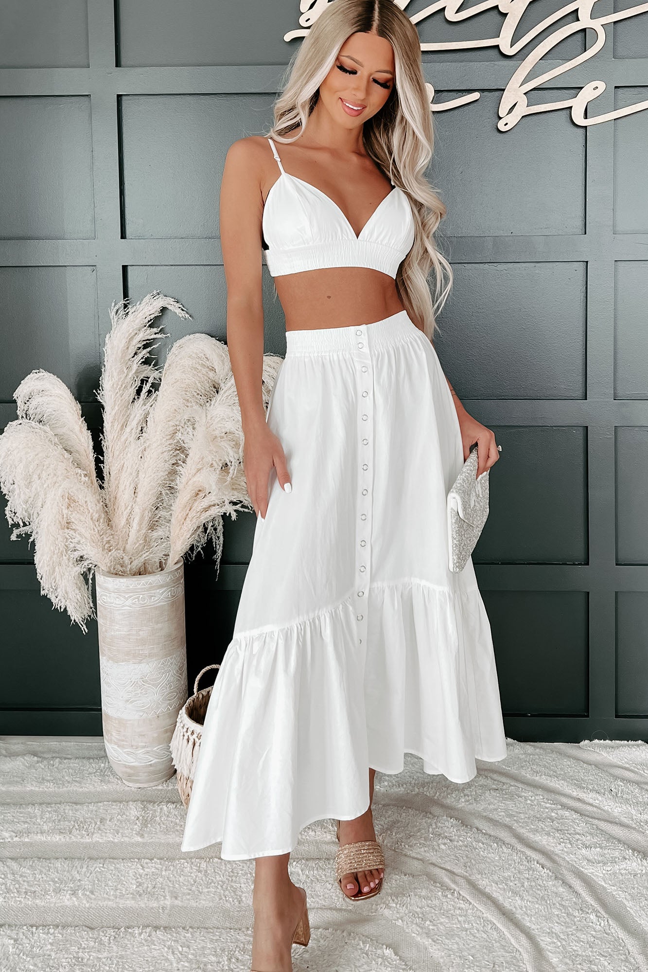 Sunny Songs Two Piece Snap Button Skirt Set Ivory NanaMacs