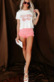 Albany High Rise Distressed Denim Shorts (Pink) - NanaMacs