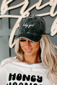 "Baby Girl" Embroidered Baseball Cap (Charcoal) - NanaMacs