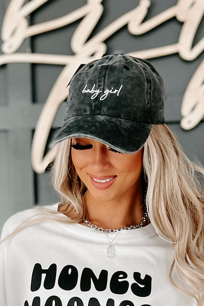"Baby Girl" Embroidered Baseball Cap (Charcoal) - NanaMacs