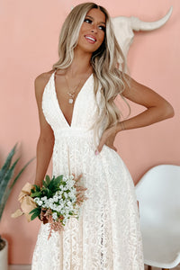"Lovely In Lace" Floral Lace Maxi Dress (Cream) - NanaMacs