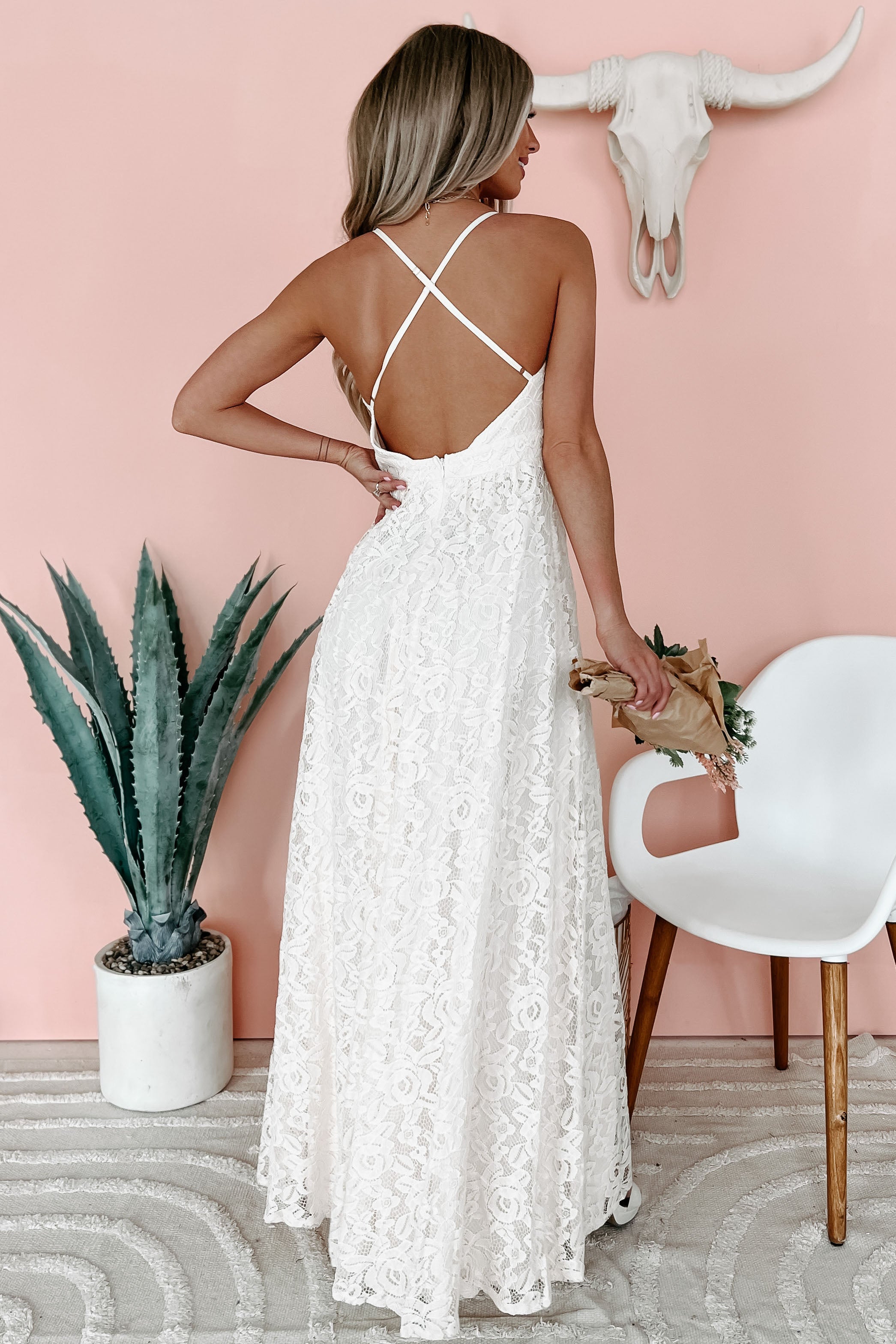 "Lovely In Lace" Floral Lace Maxi Dress (Cream) - NanaMacs